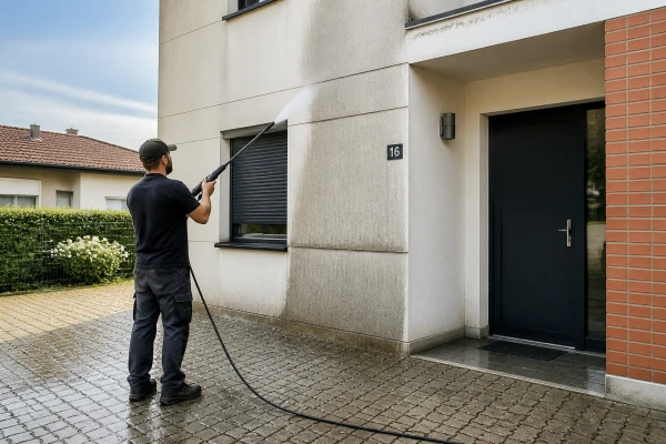 Nettoyage haute pression murs extérieurs bâtiment Villefranche-sur-Saône